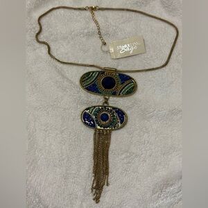 Sparkling Sage Gold-Tone Blue & Green Beaded Tassel Pendant Necklace